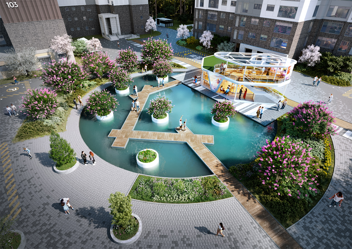 alt="탑석 푸르지오 파크7 중앙 정원"